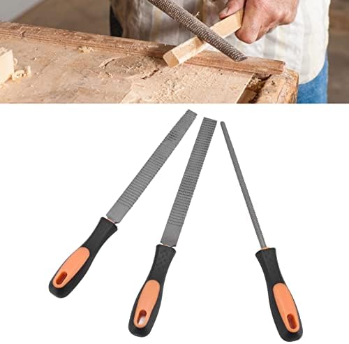 קובץ עץ 3 יחידים גס שן גסה חצי ערכת ערכת כלי יד שטוחה עגולה לעיבוד עץ, ניתן ליישם באופן נרחב עבור Deburing