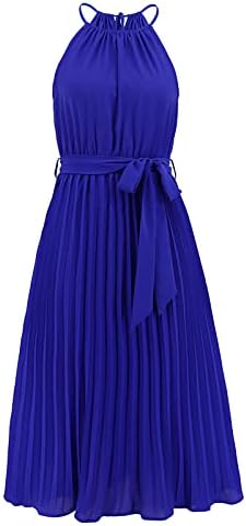 שמלת קיץ לנשים 2023 שמלת צוואר מזדמנים של צוואר שרוולים ללא שרוולים שמלות חוף קפלים מס '1