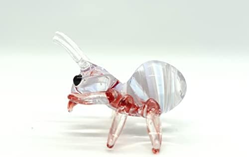 סנסוקג'אי נמלים צלמיות קטנטנות ביד מנפוצץ בעלי חיים זכוכית בעלי חיים מתנה אספנית תפאורה ביתית, אדום סגול בהיר